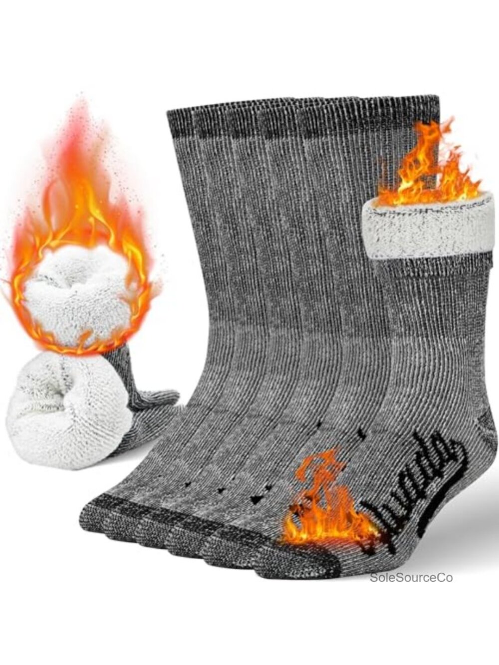 Merino Wool Crew Socks Thermal Warm Winter Hiking Running 3 Pairs